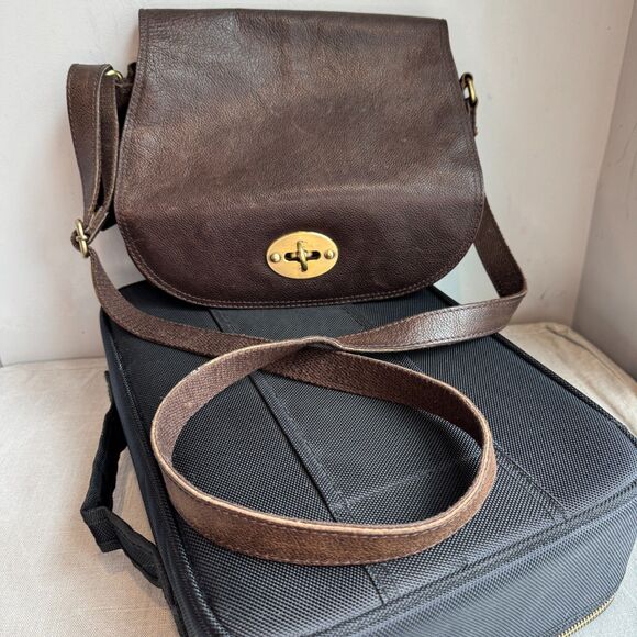 Vintage Rowallan Brown Leather Saddle-Bag Crossbody – Made in Scotland - Picture 1 of 14